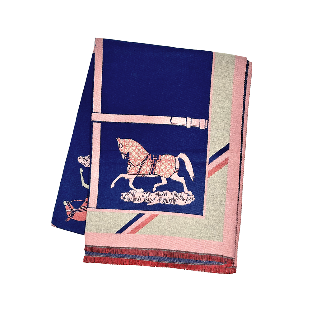 Decorative blanket with horse design on a white background