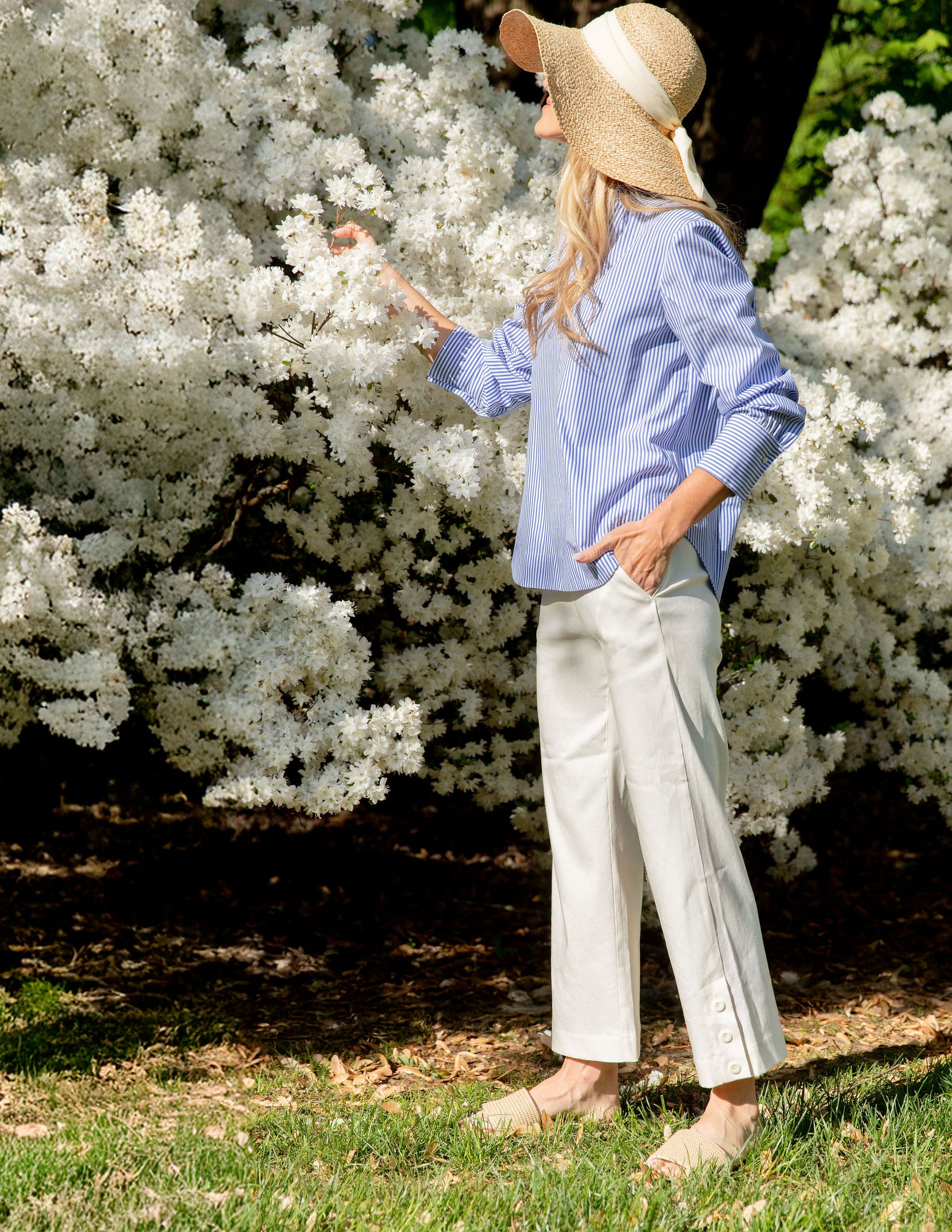 The Jacqueline Top in Blue Stripe