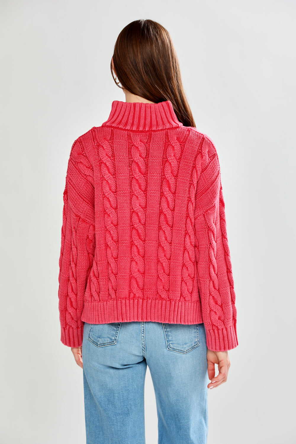 woman in red sweater