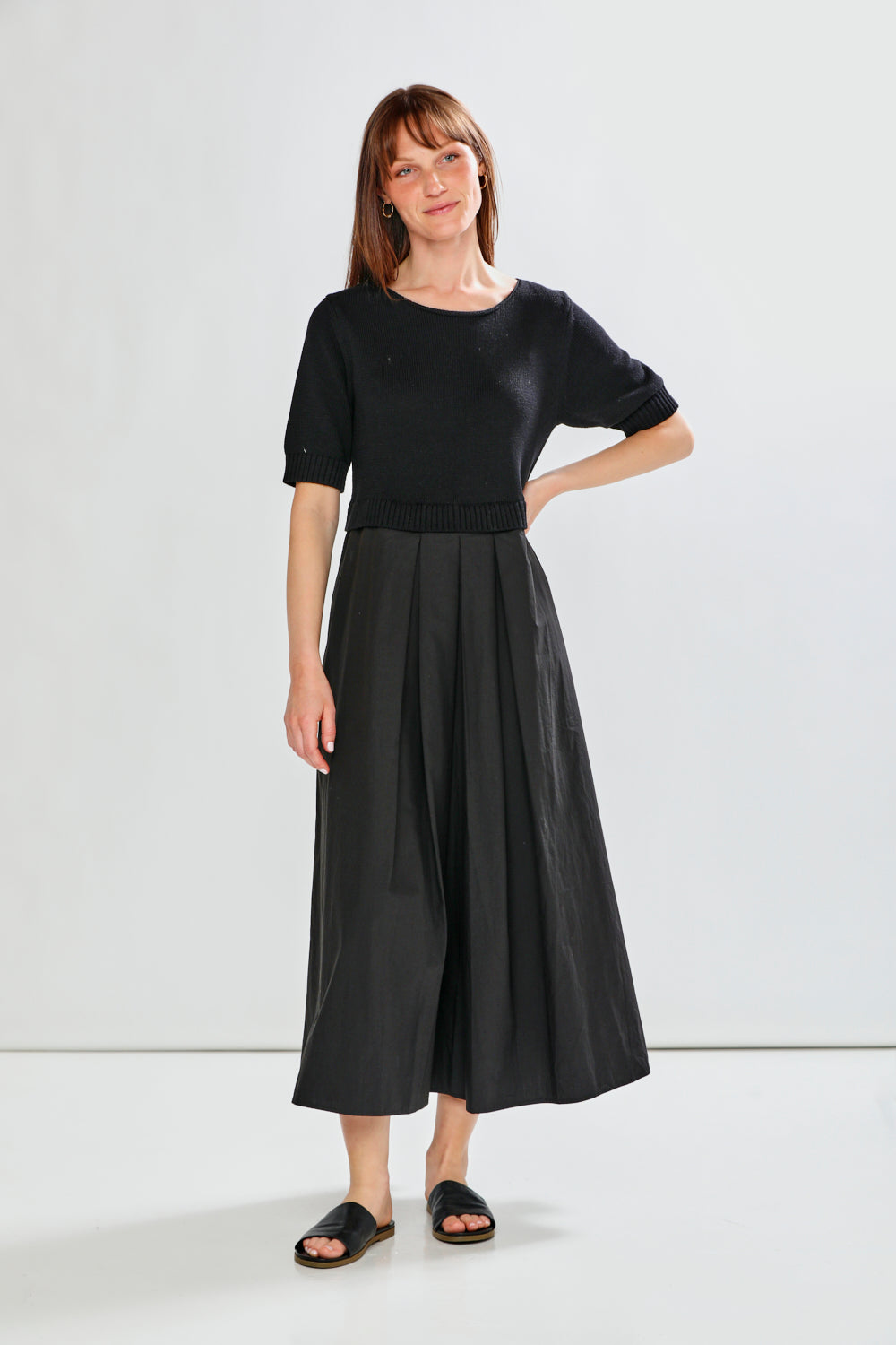 Woman wearing JOAN DRESS - BLACK