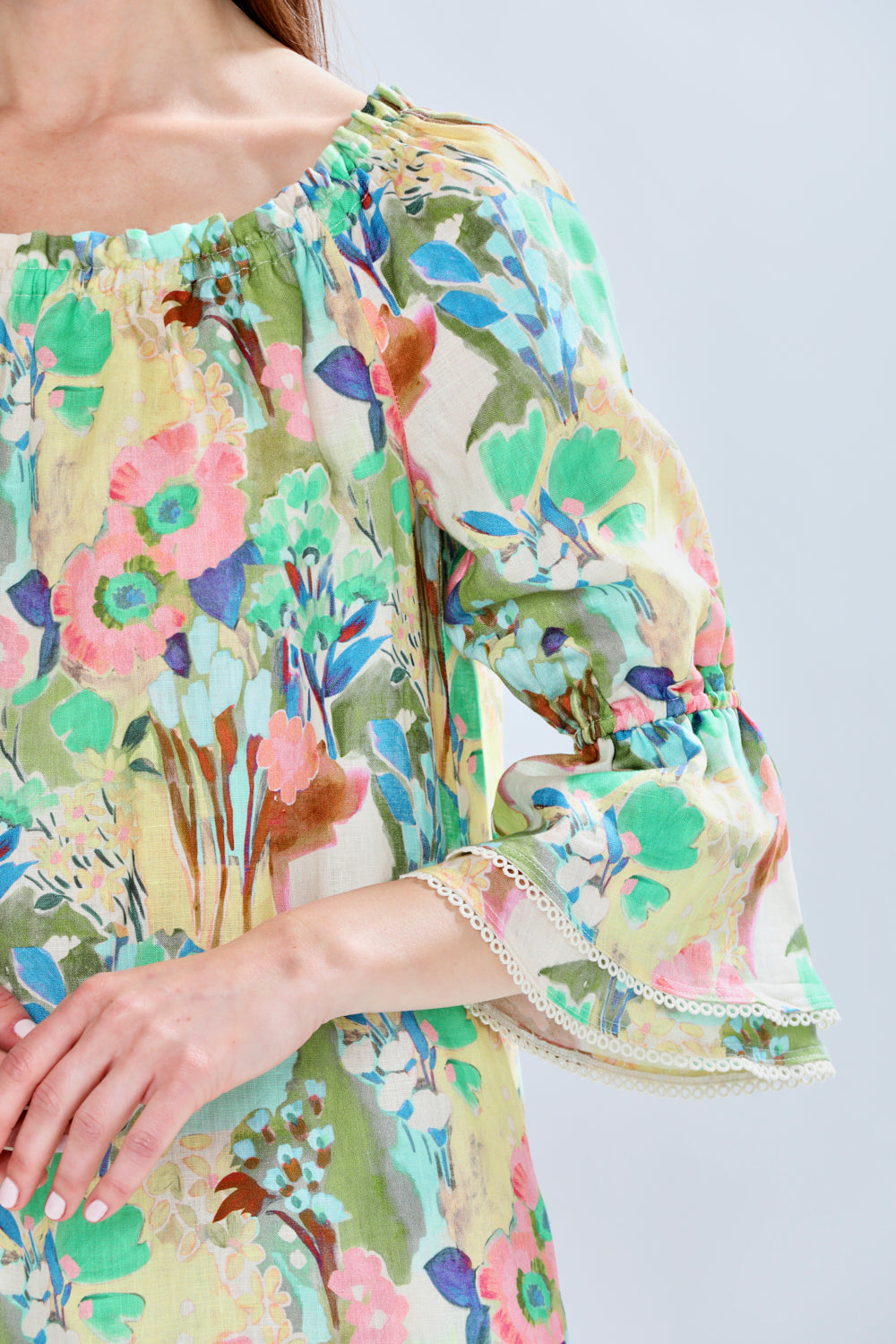 woman in floral dress