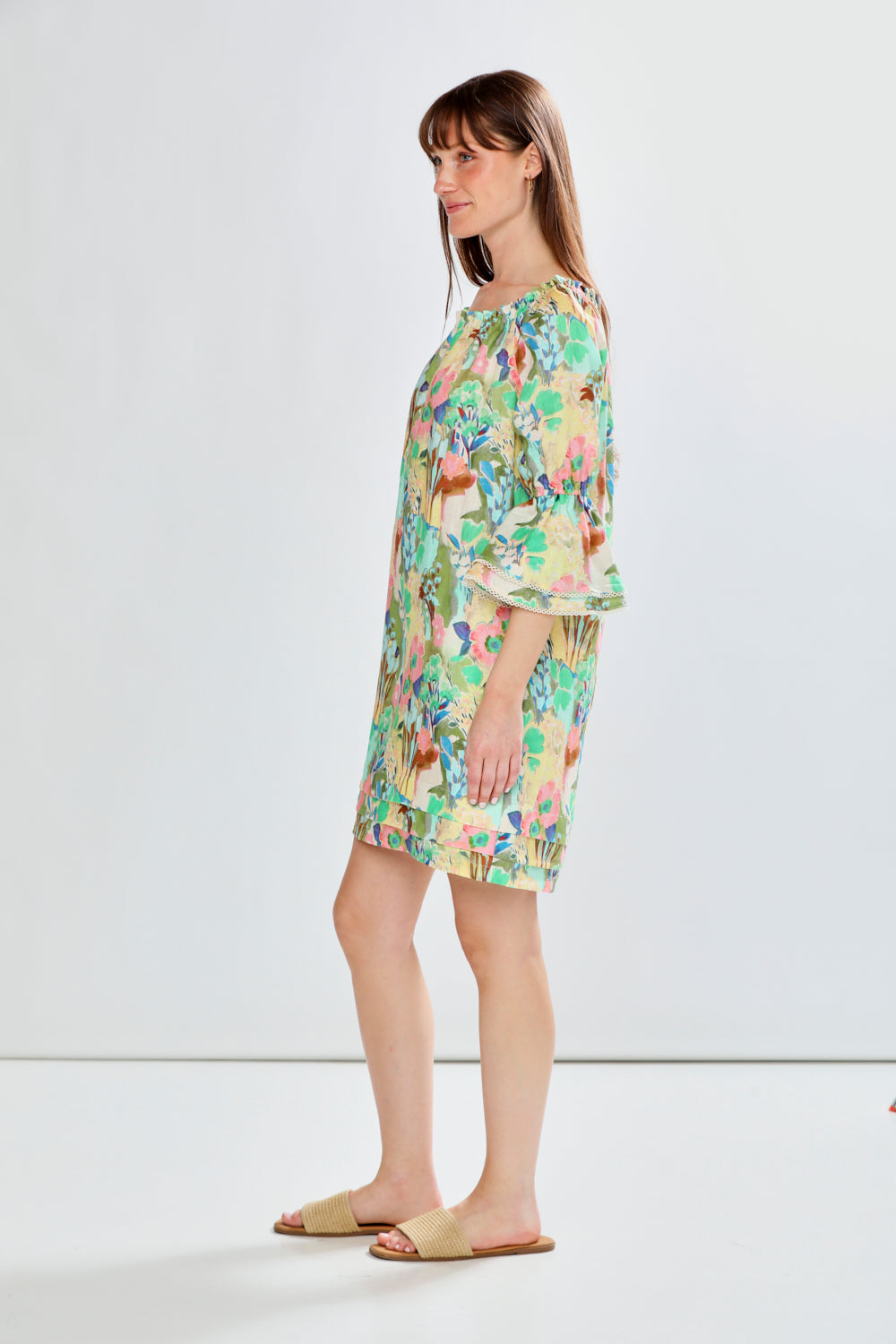 woman in floral dress