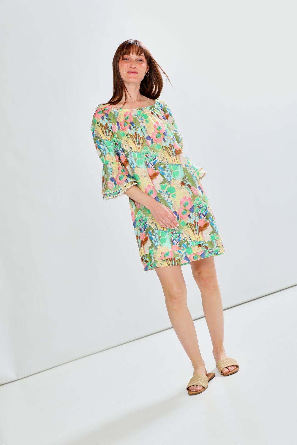 woman in floral dress