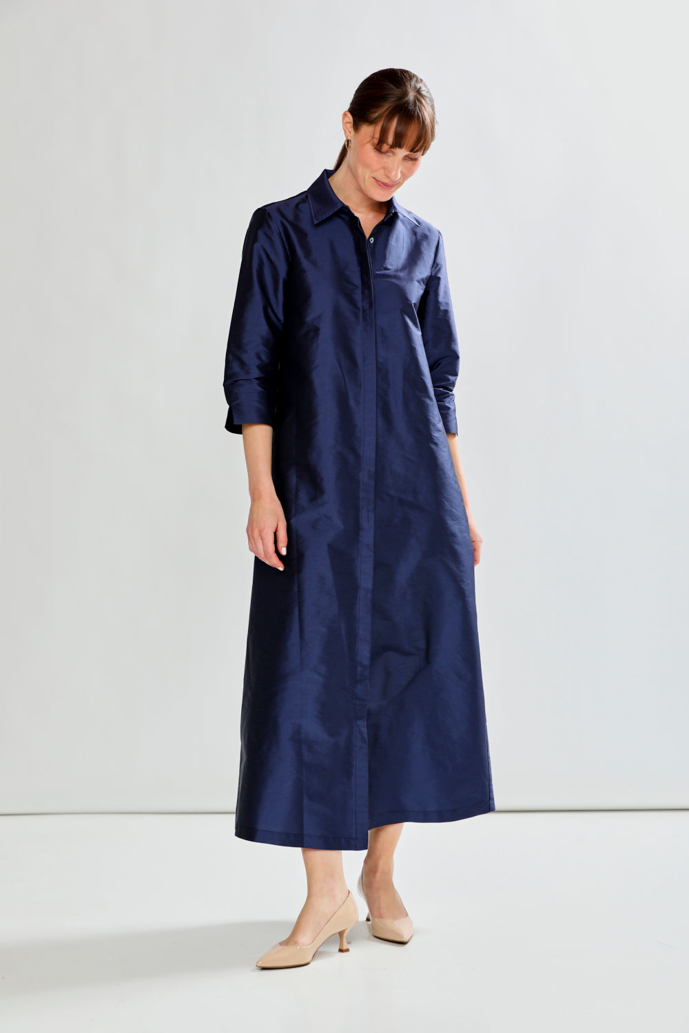 Woman in taffeta dress