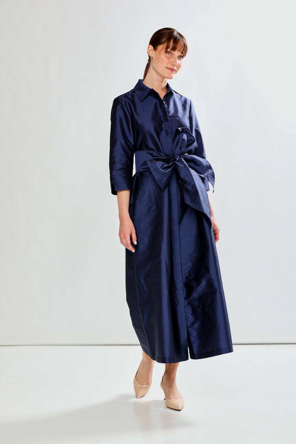 Woman in taffeta dress