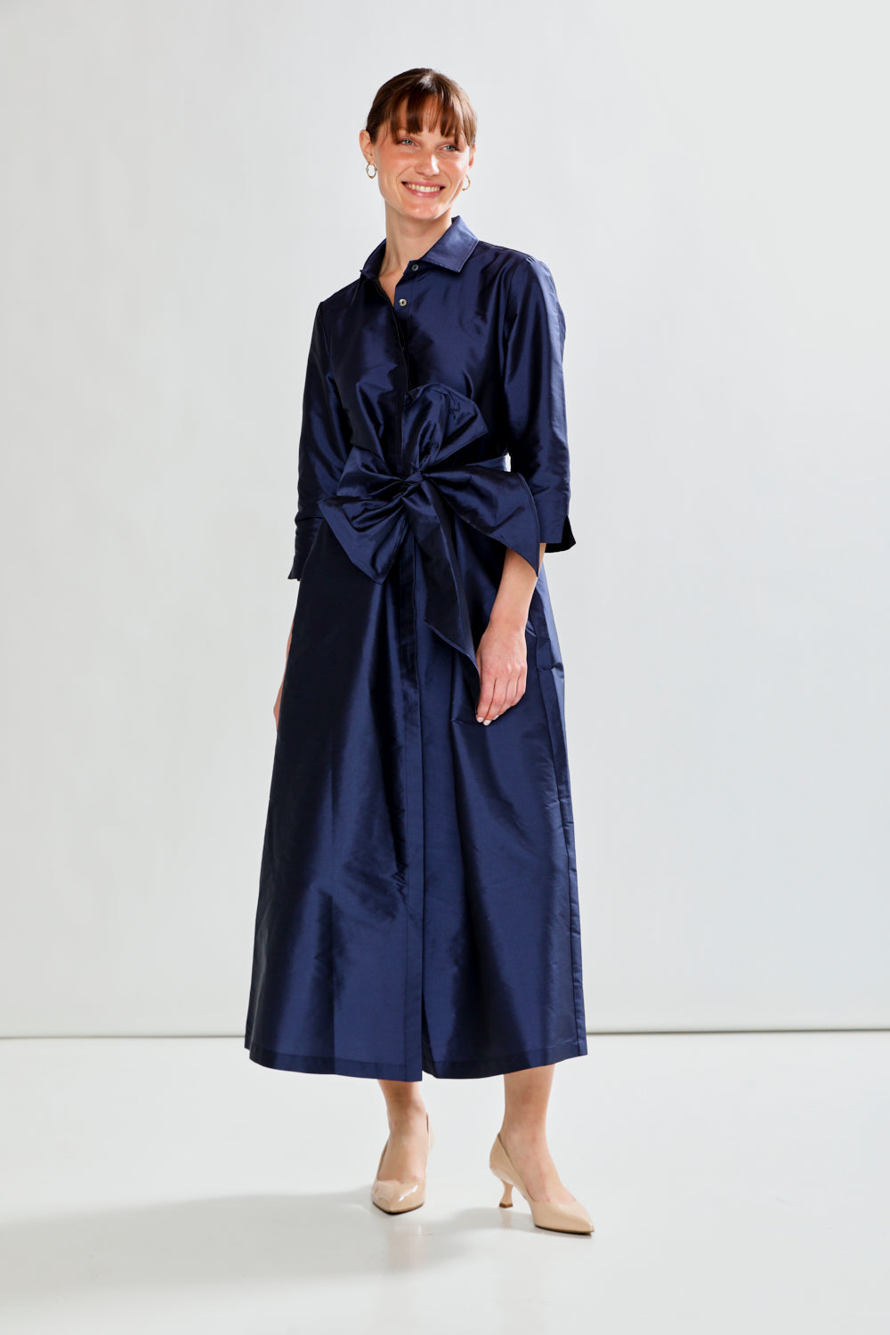 Woman in taffeta dress