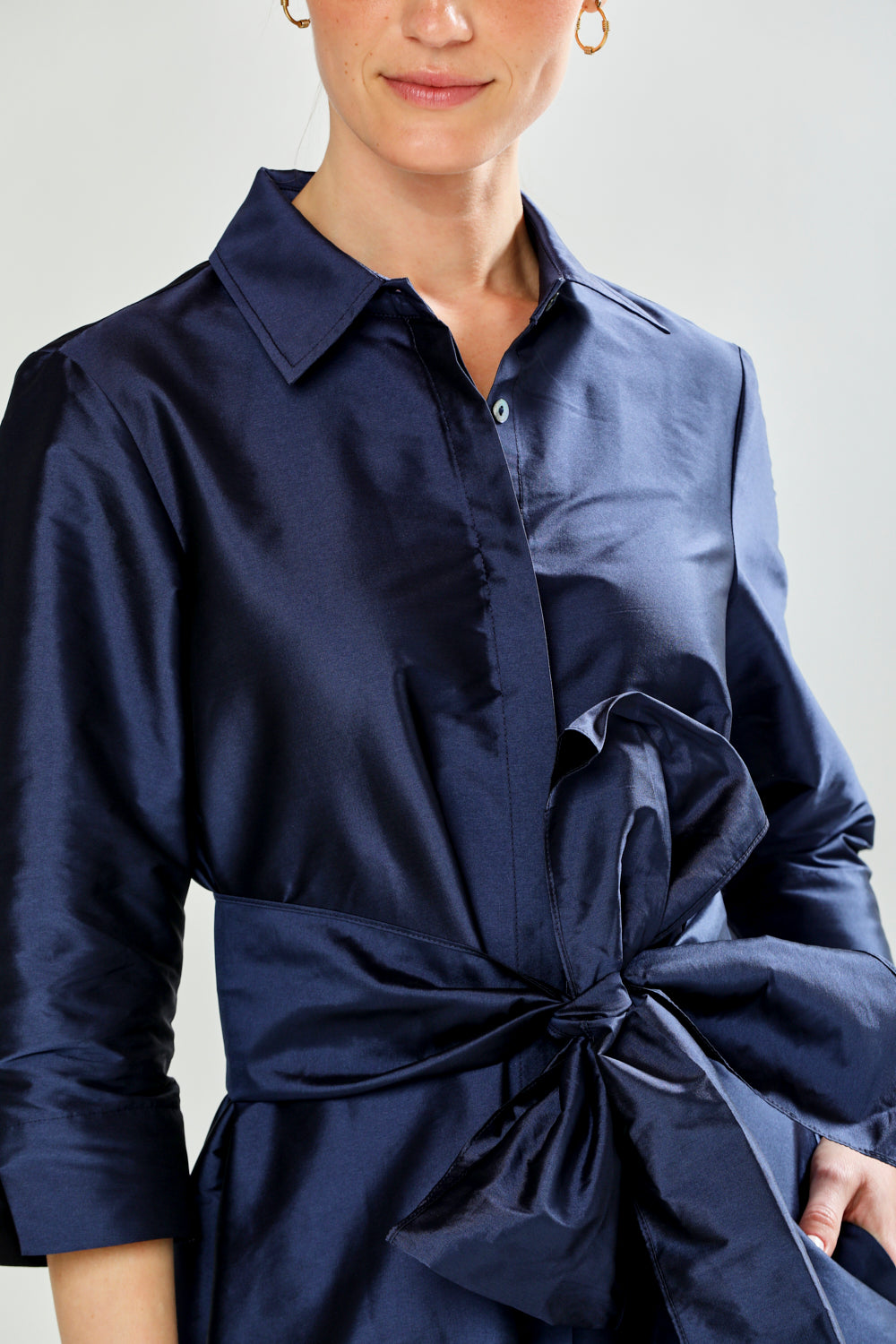 Woman in taffeta dress