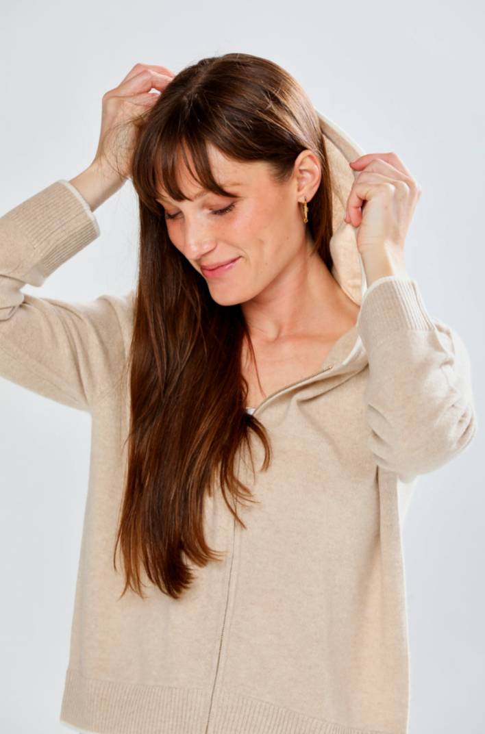 A zip-front cardigan 
