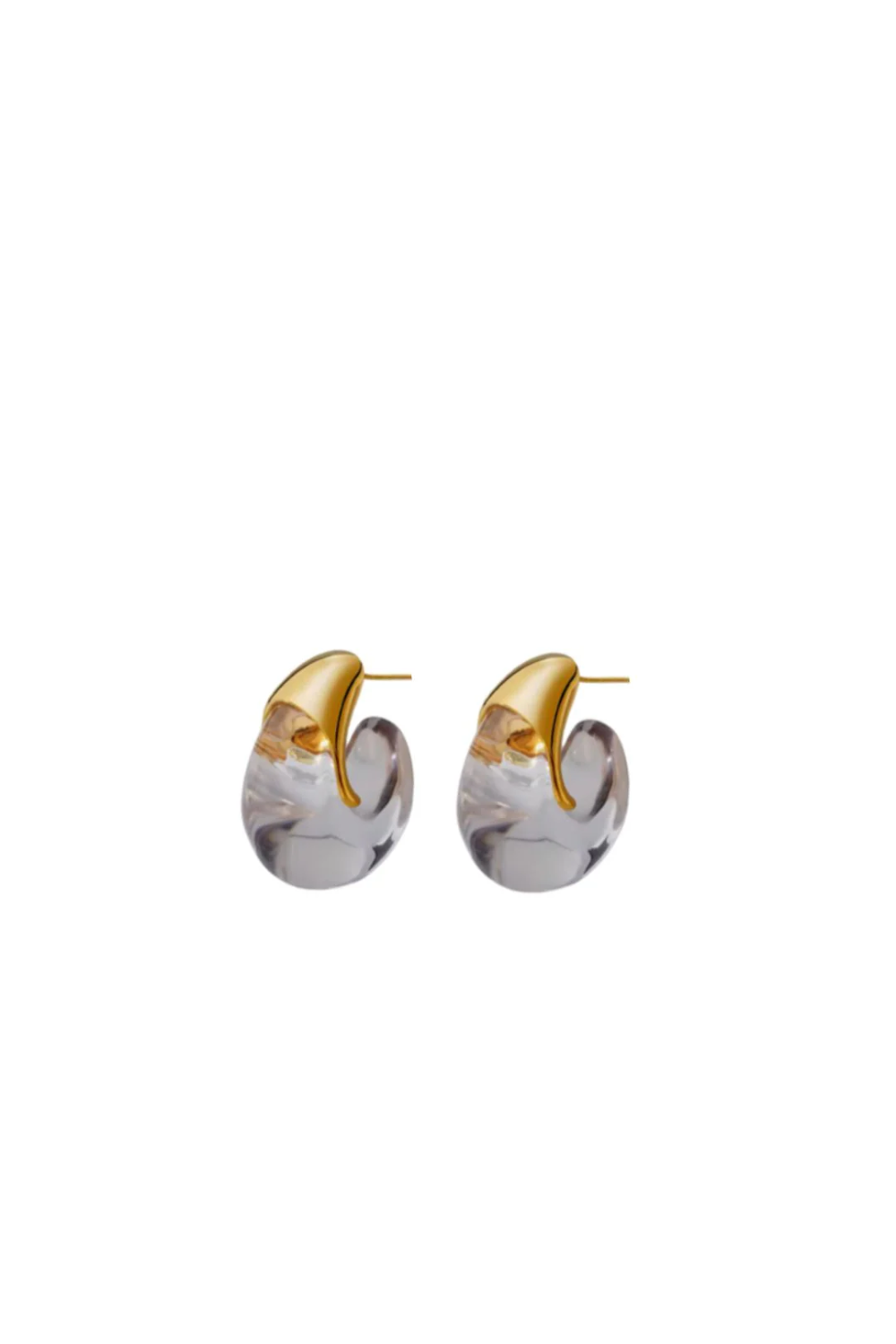 Pair of earrings with gold and silver design on a white background