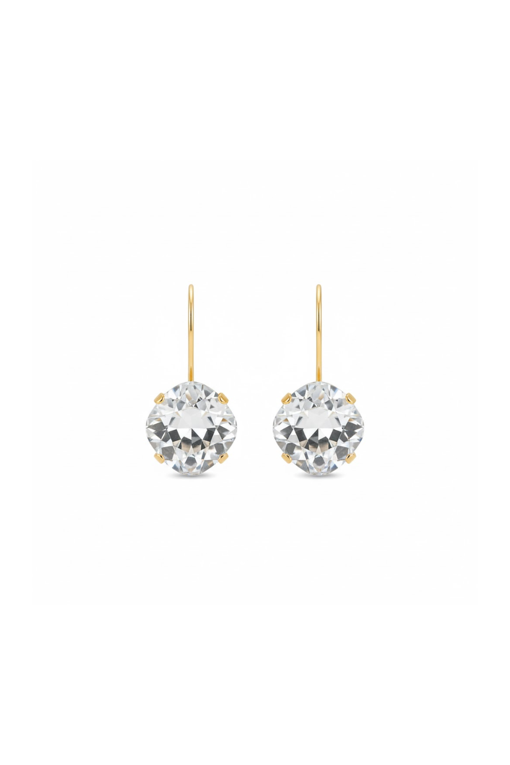 Pair of crystal earrings on a white background