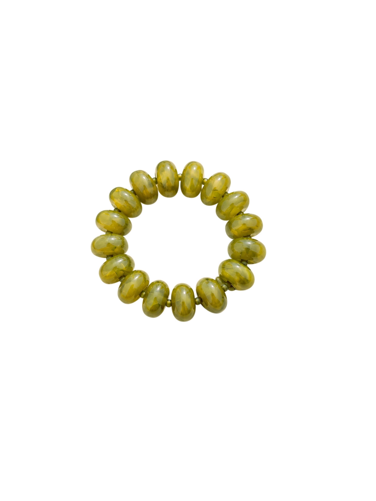 The Bora Bracelet - Green with polished olive green beads in a classic circular design for sophisticated women's accessories and jewelry