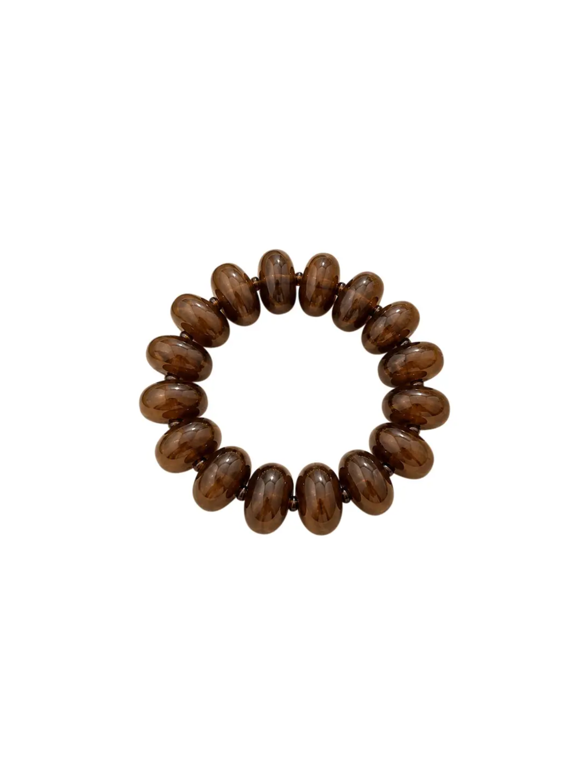 The Bora Bracelet - Brown featuring polished brown beads arranged in a circle on a clean white background with a sophisticated timeless style