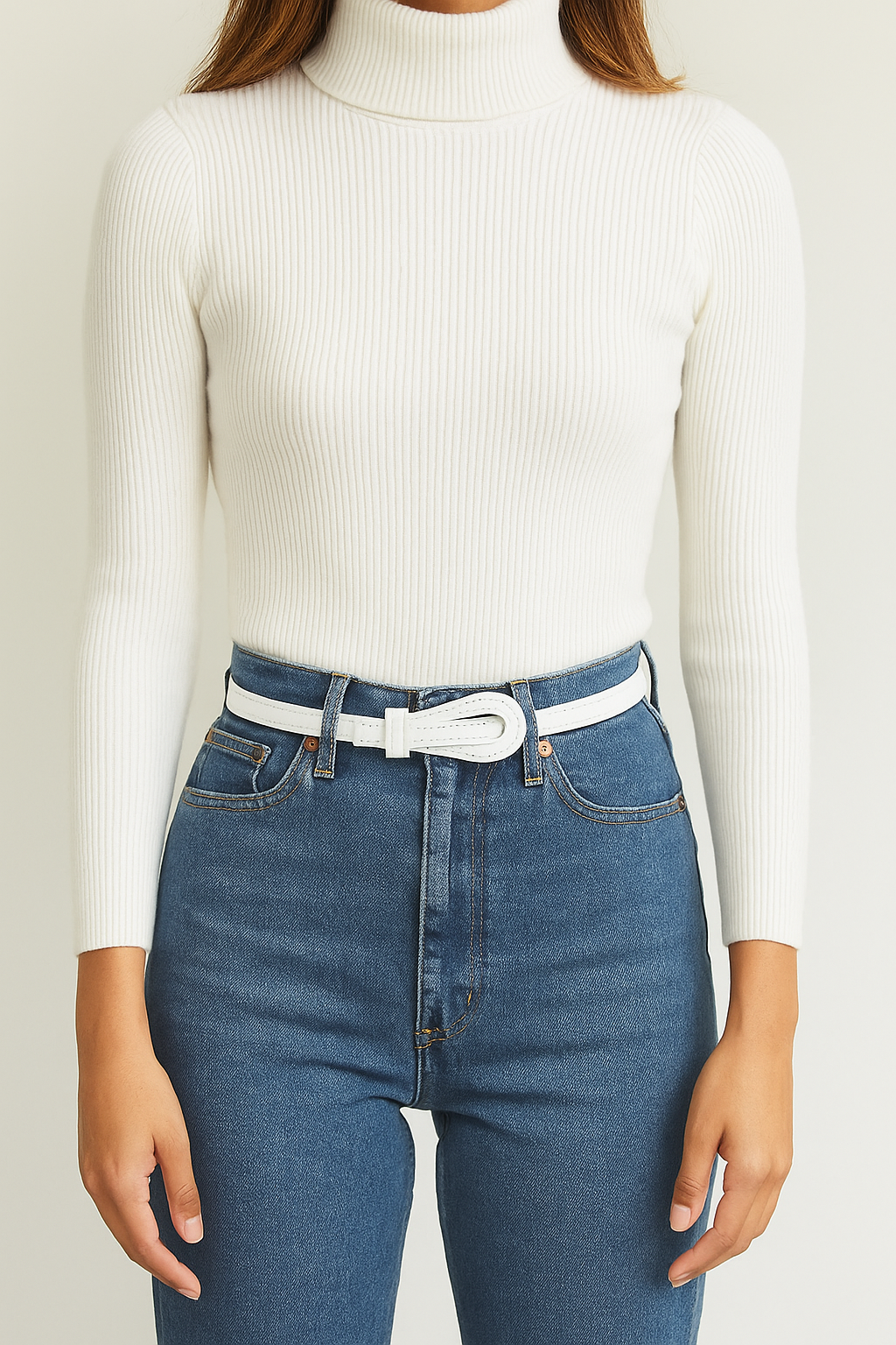 White ribbed turtleneck