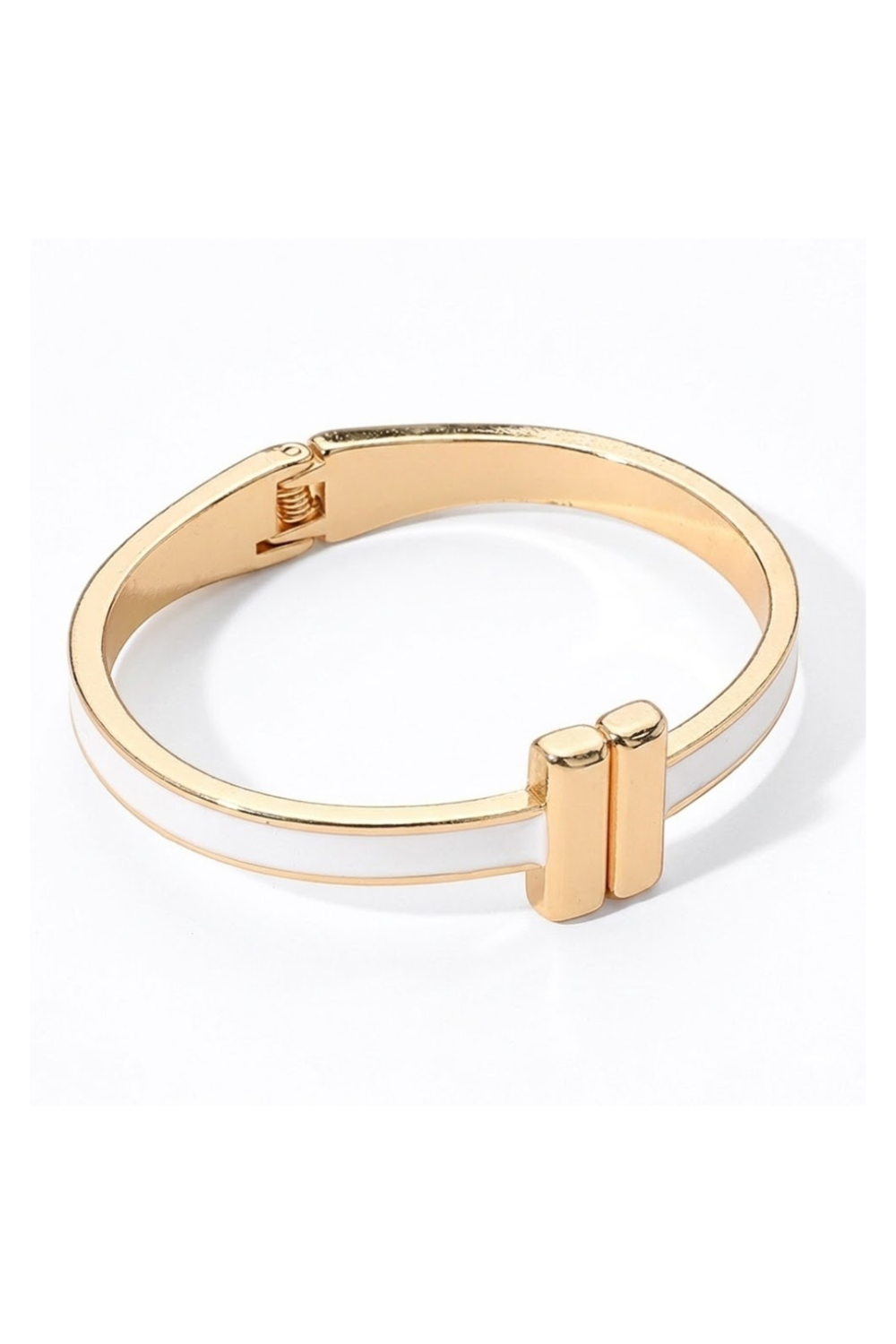 Metal Bar Tip Enamel Hinged Bangle Bracelet