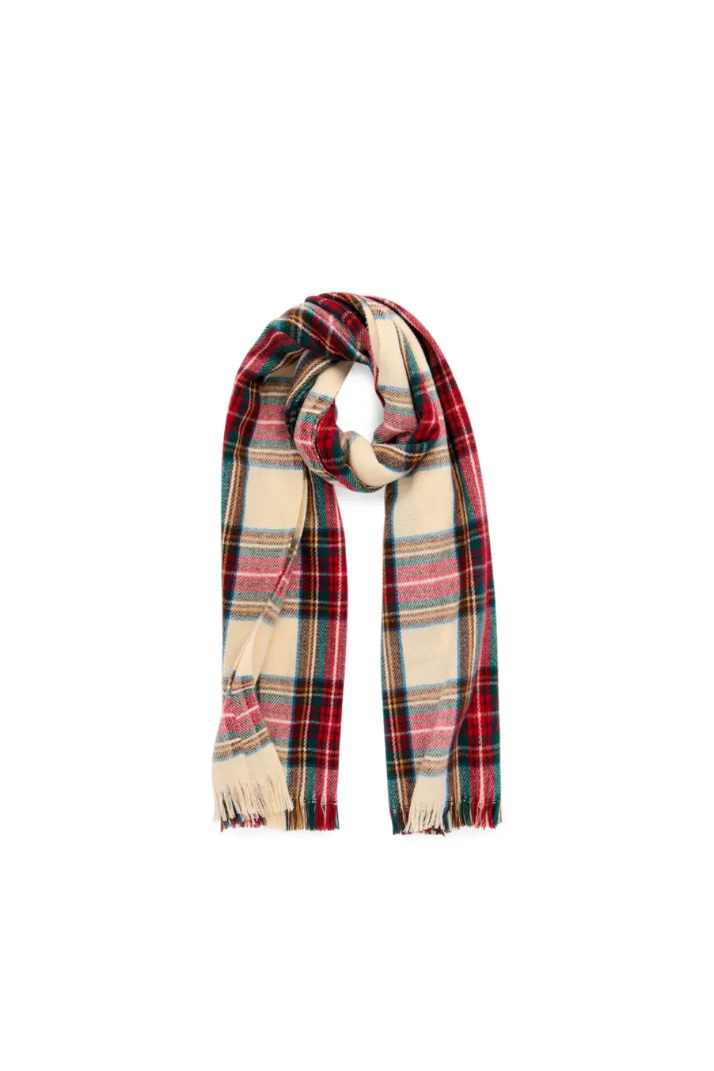 The Blair Scarf - Ivory is an ivory plaid scarf with fringed ends designed for classic cold weather style and timeless women's accessories