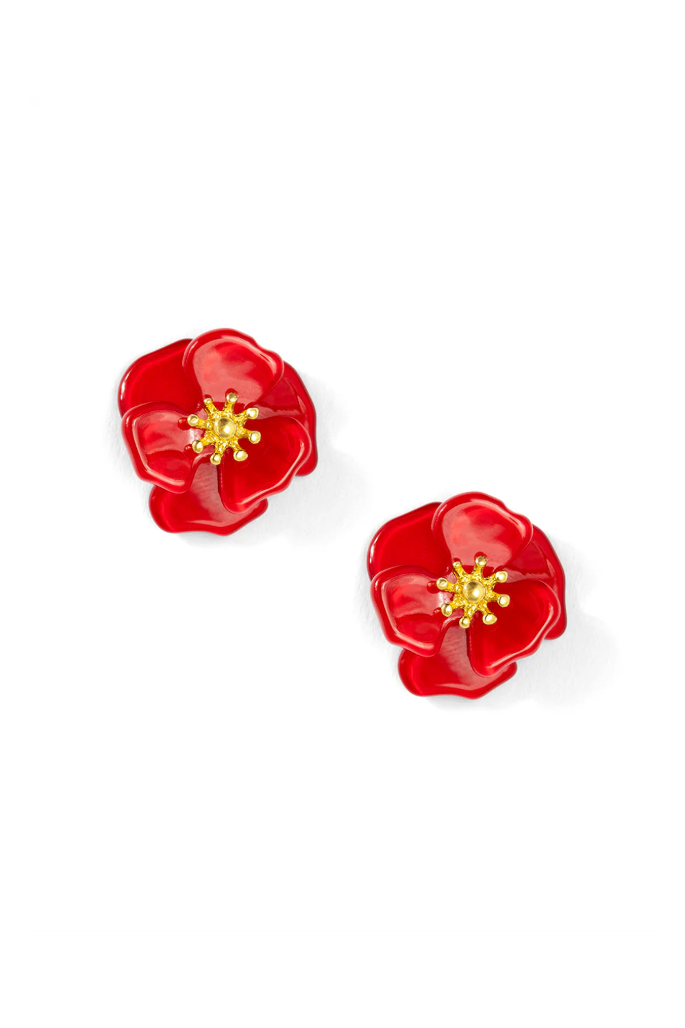 The Mini Flower Resin Stud in Red