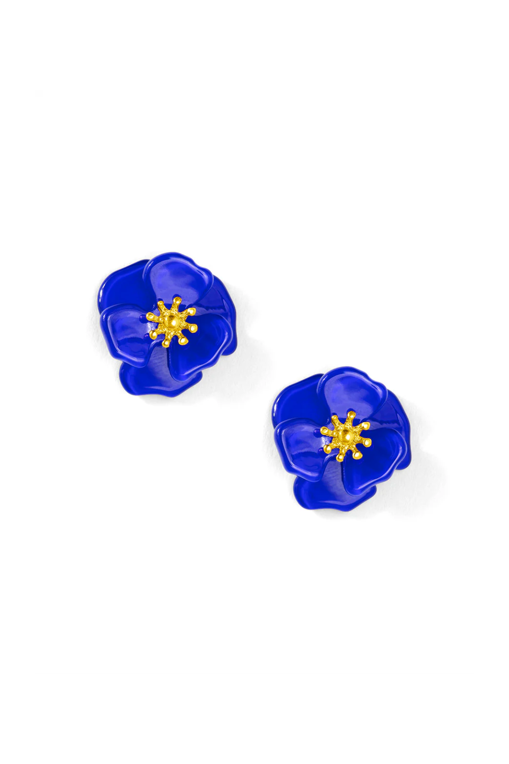 The Mini Flower Resin Stud in Cobalt
