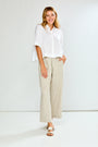 Woman wearing The Alessandra Pant - Oatmeal