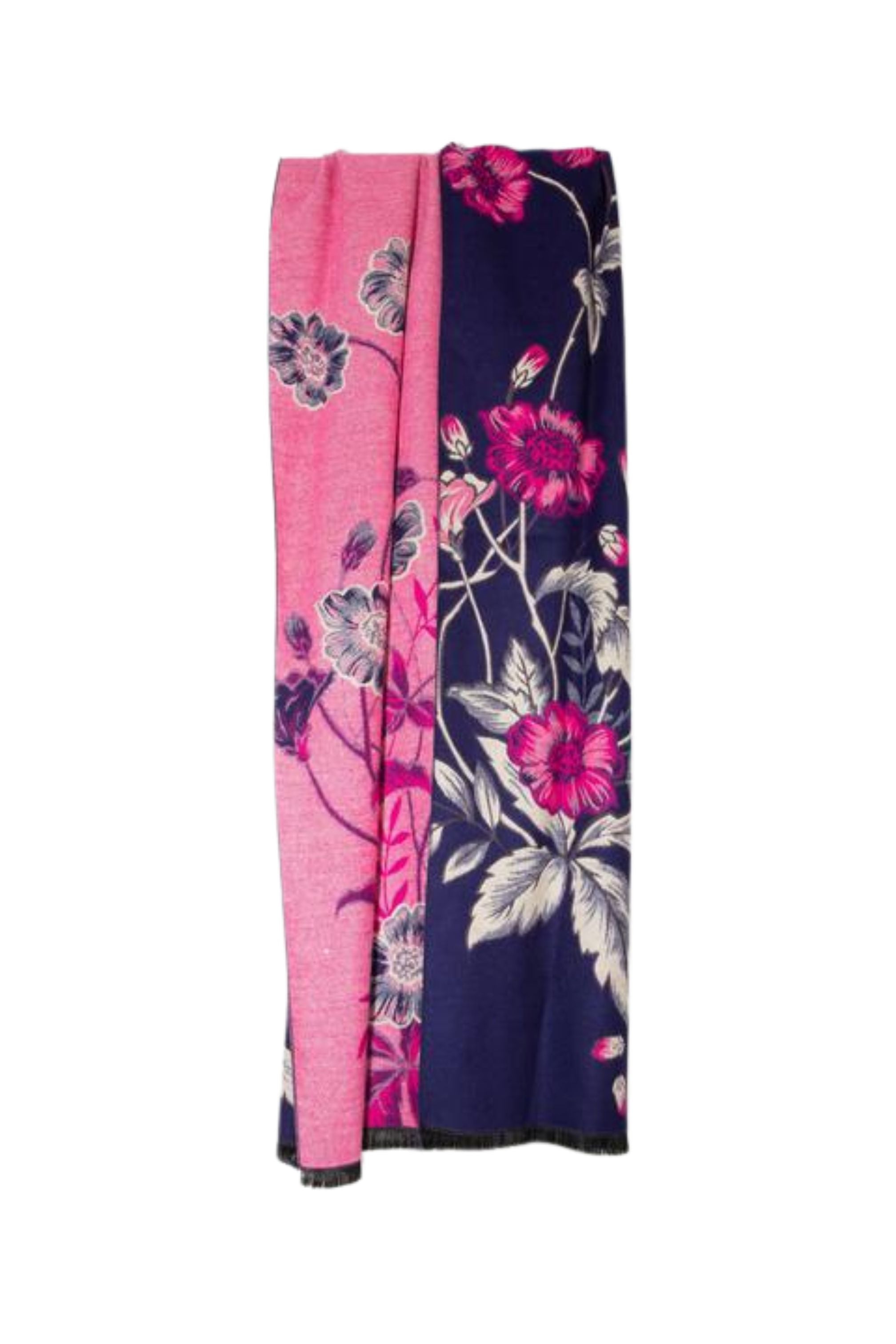 Navy and pink floral print scarf