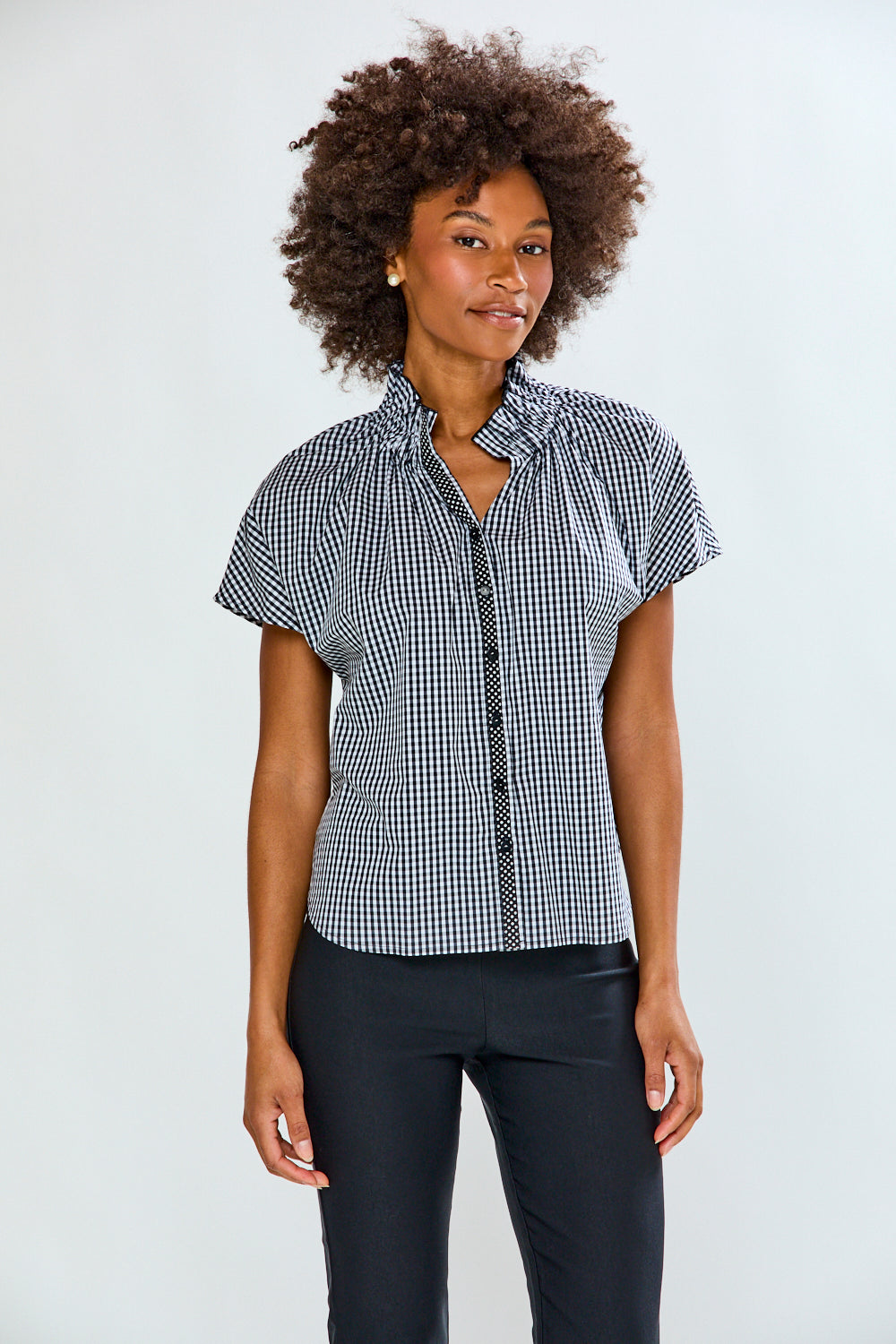 The Hattie Top in Black/Wht Gingham