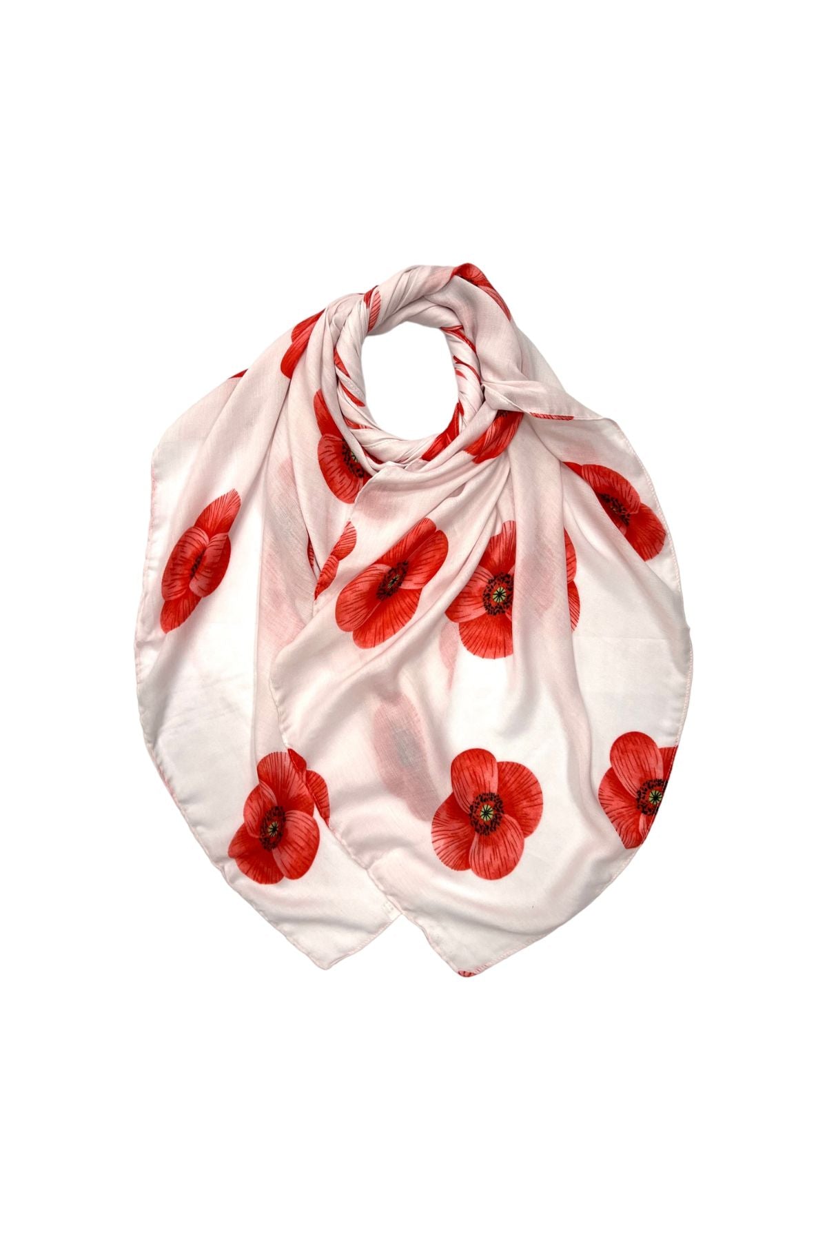 White poppy print scarf