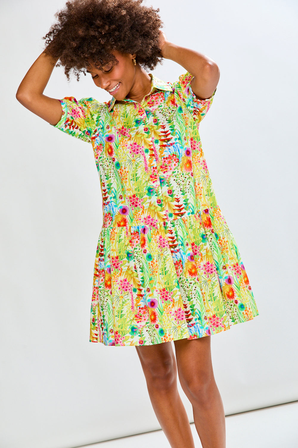 Woman in floral dress