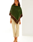 Two Color Wide Tipped Poncho