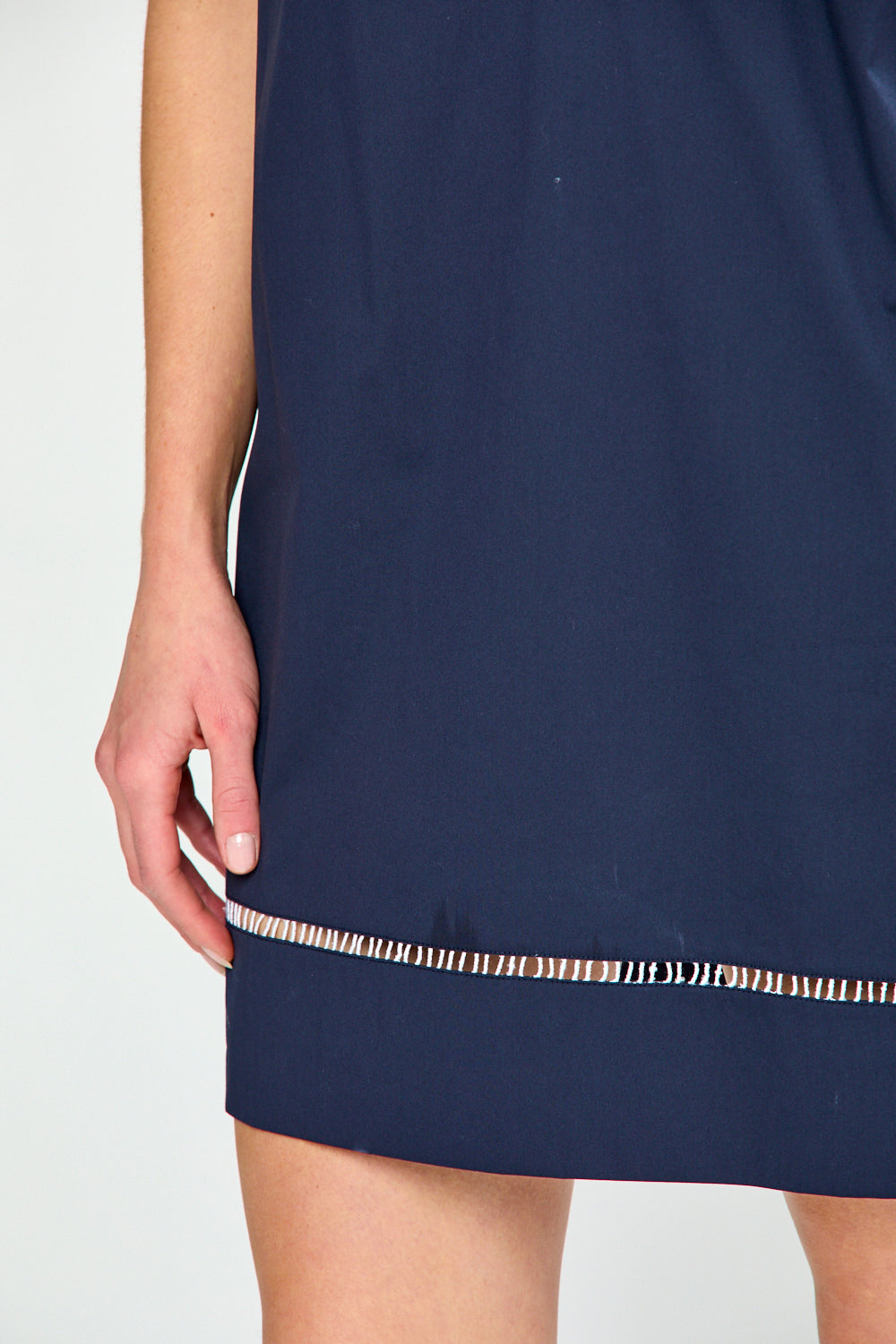 Short Slv Dress W/Front Placket & Trim