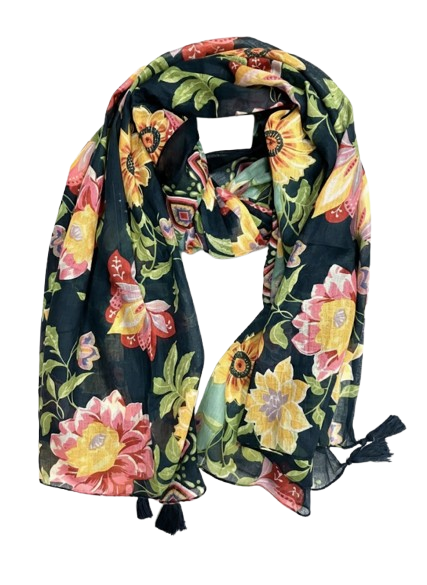 Floral patterned scarf on a white background