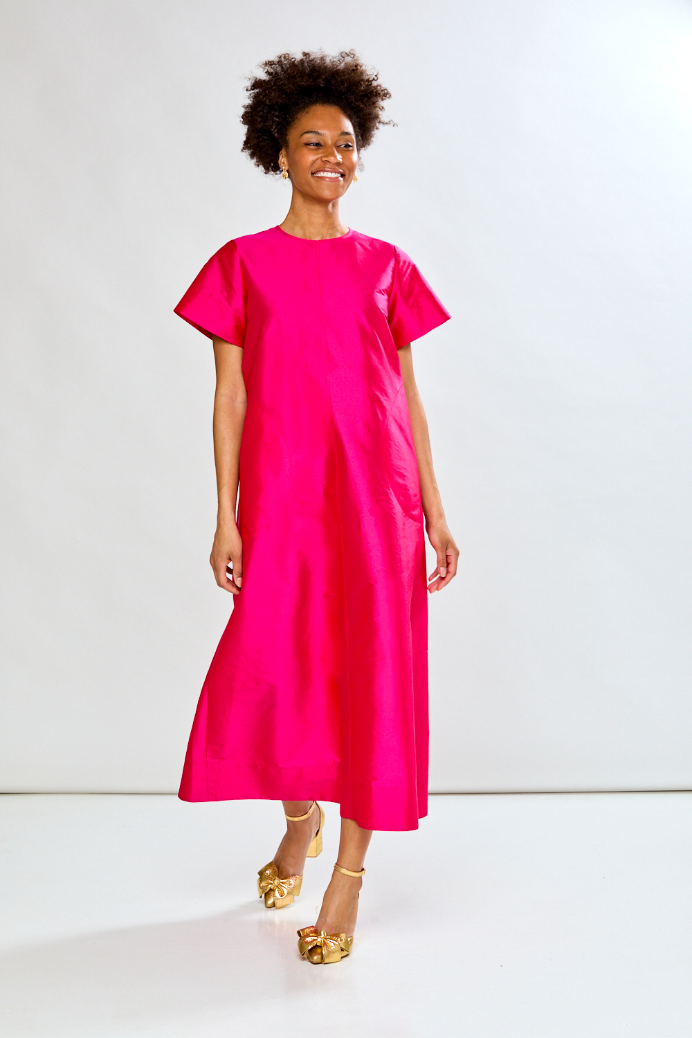 Woman in fuchsia dress 