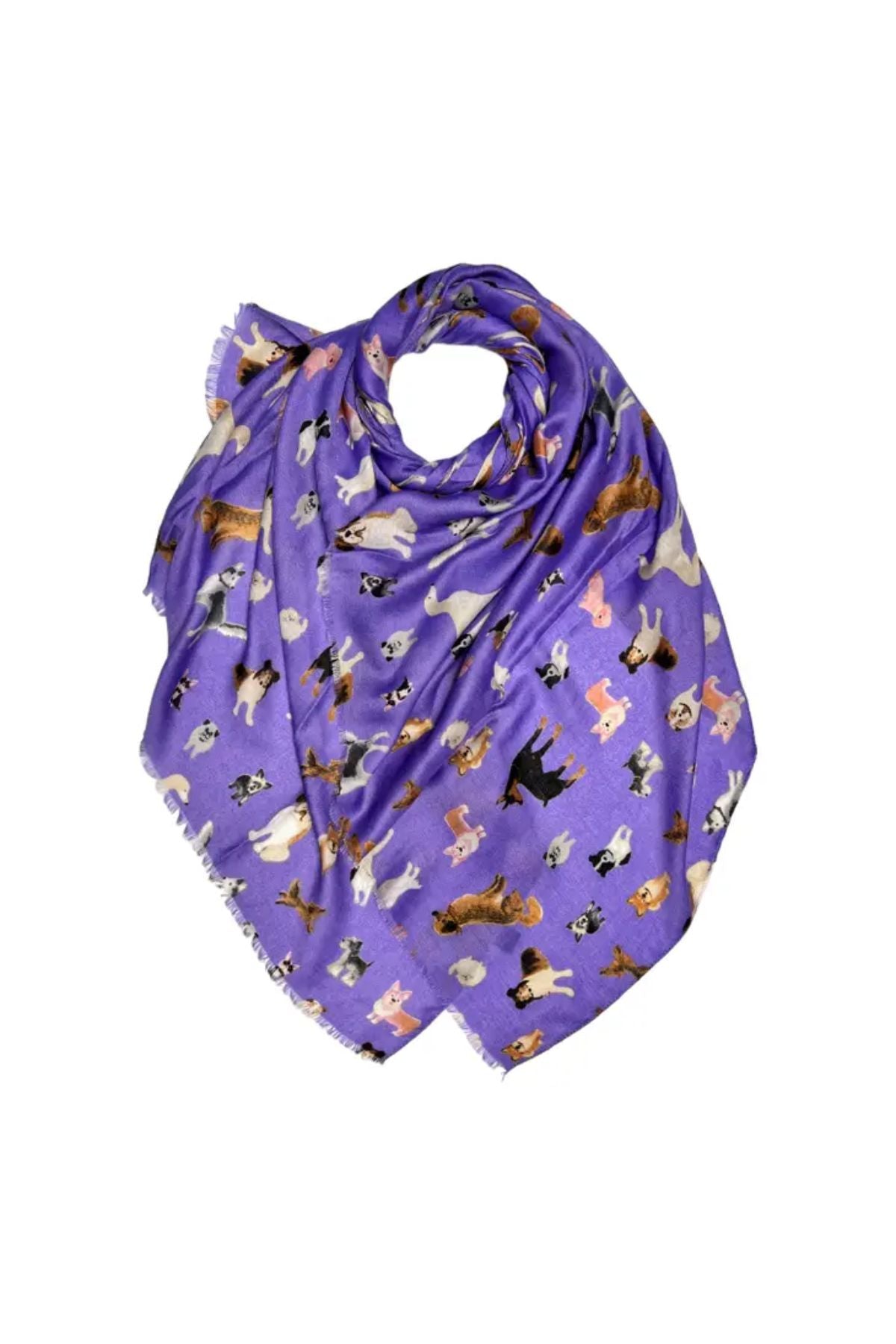 Purple printed dog scarf
