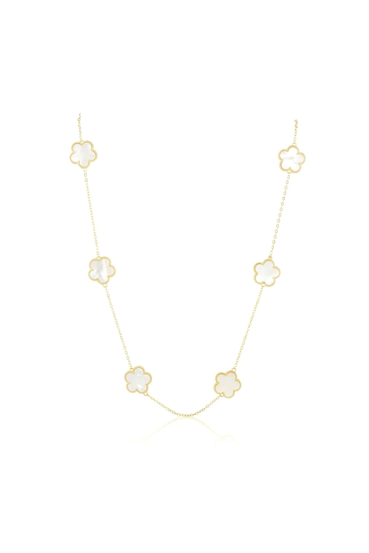 White and gold clover necklace
