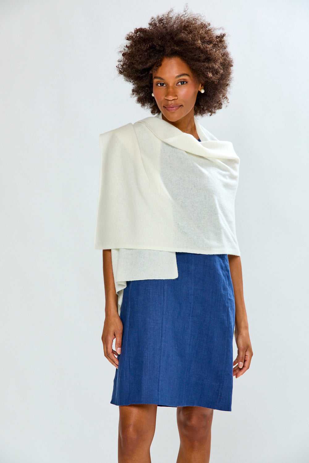 Woman in white scarf