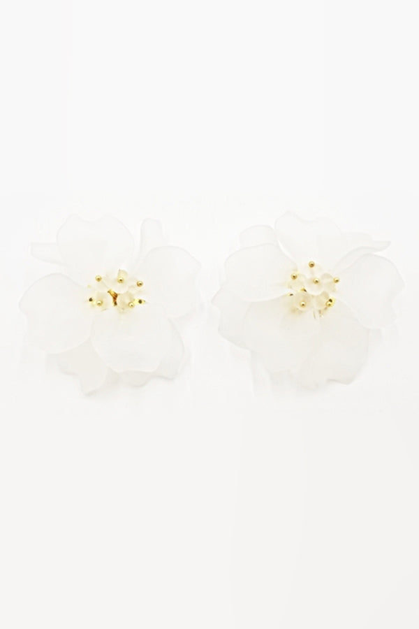 Clip on flower earring in white