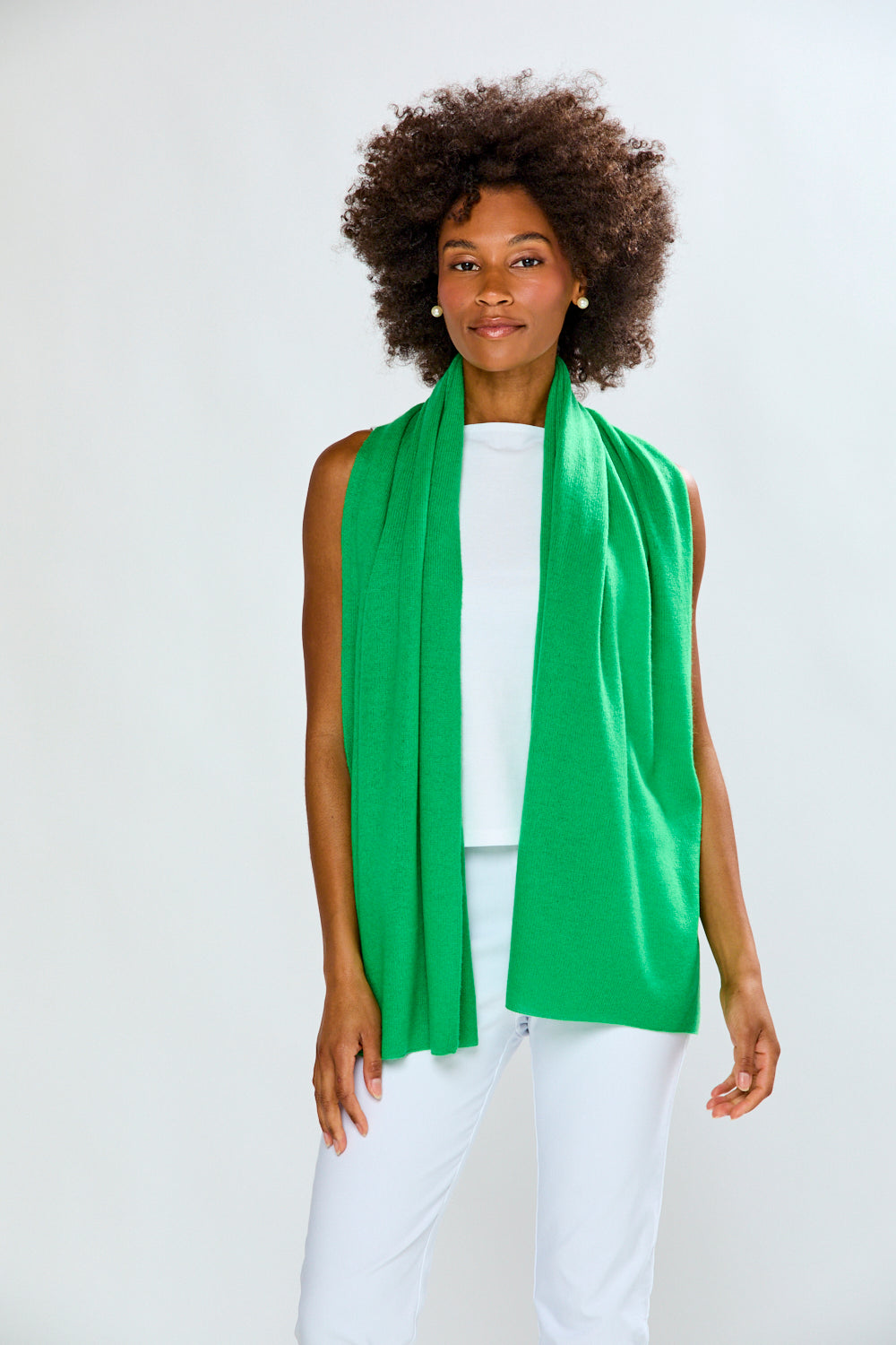 Woman in green scarf