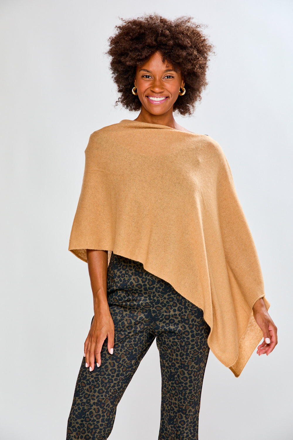 Camel cashmere ruana