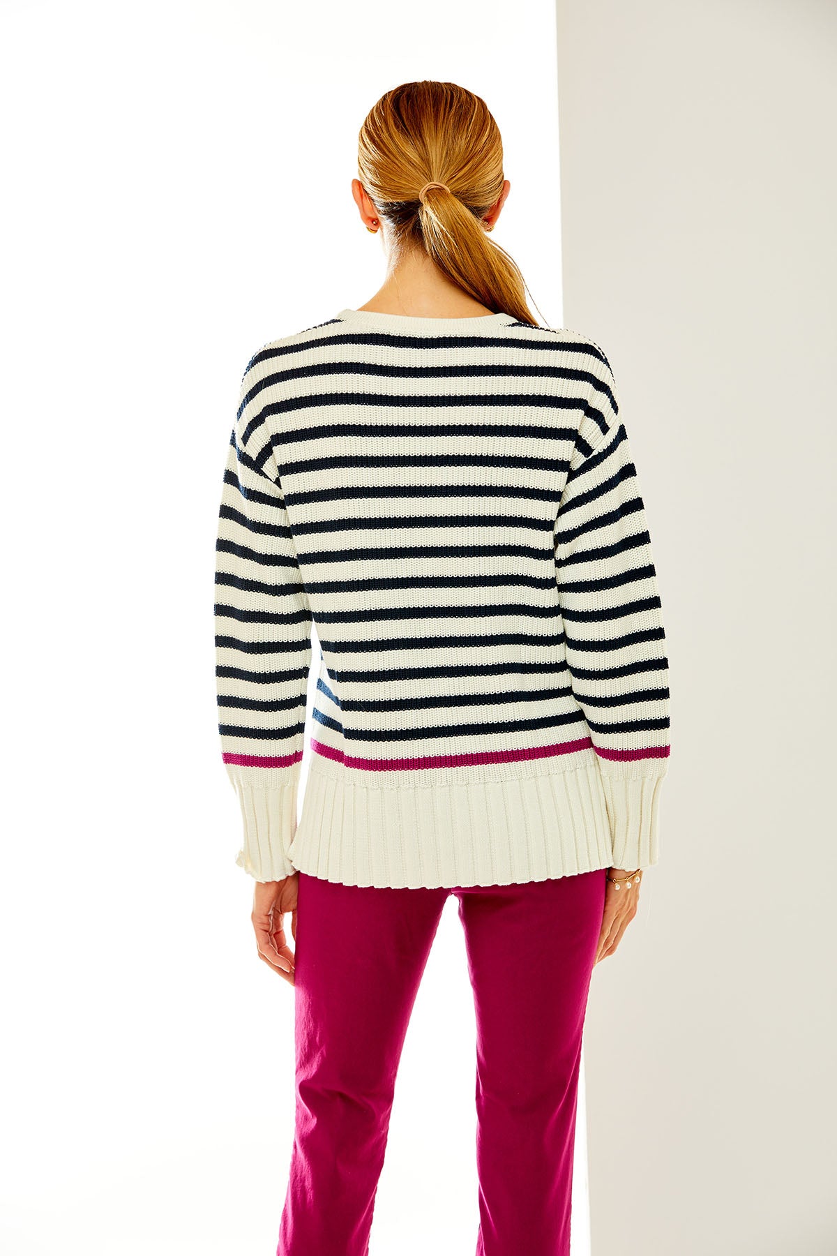 Woman in striped sweater