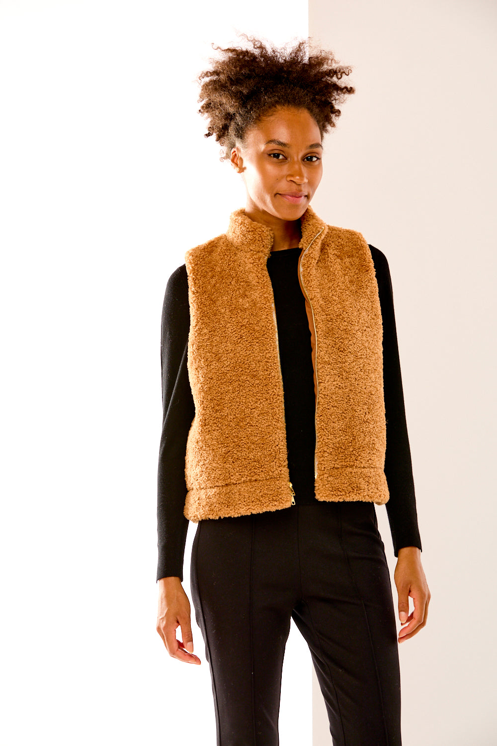 The Teddy Vest in Camel