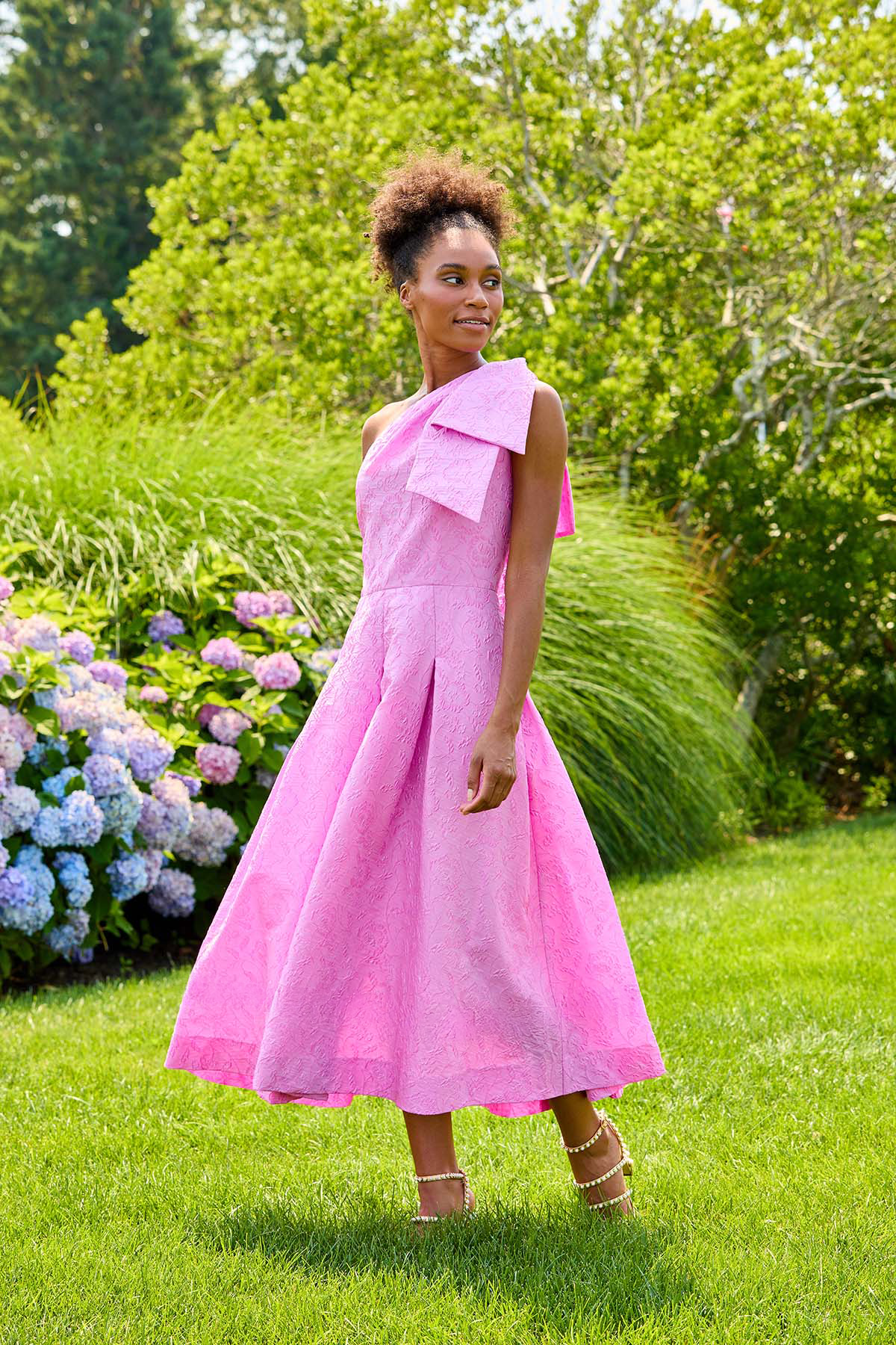 Woman in pink dress