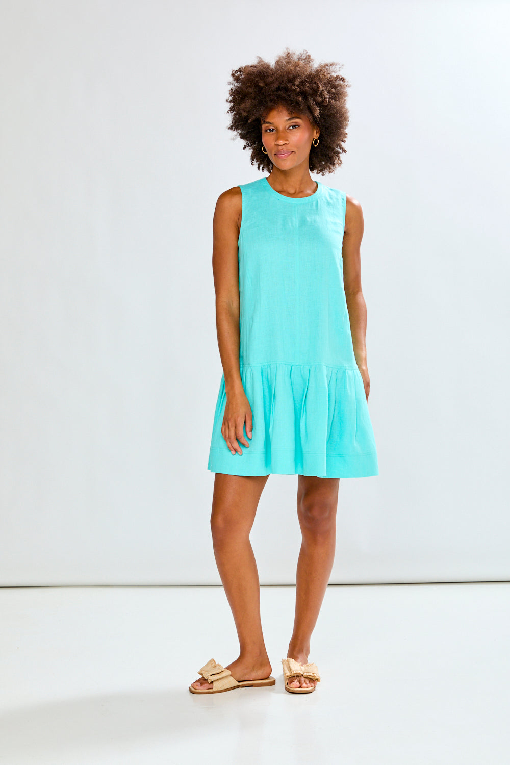 woman in linen dress