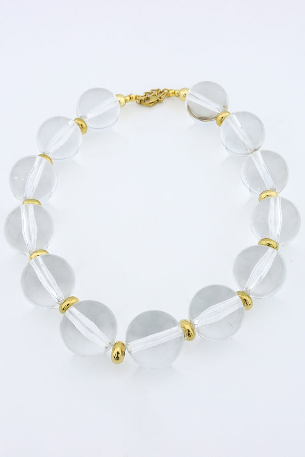 Clear oversized beaded necklace