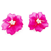 Clip on flower earring in pink