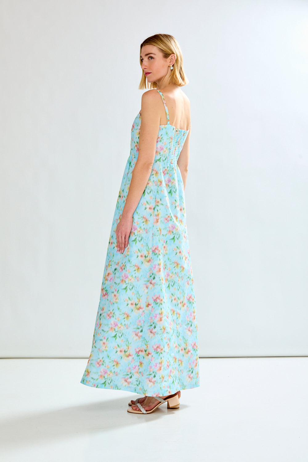 Woman in floral dress