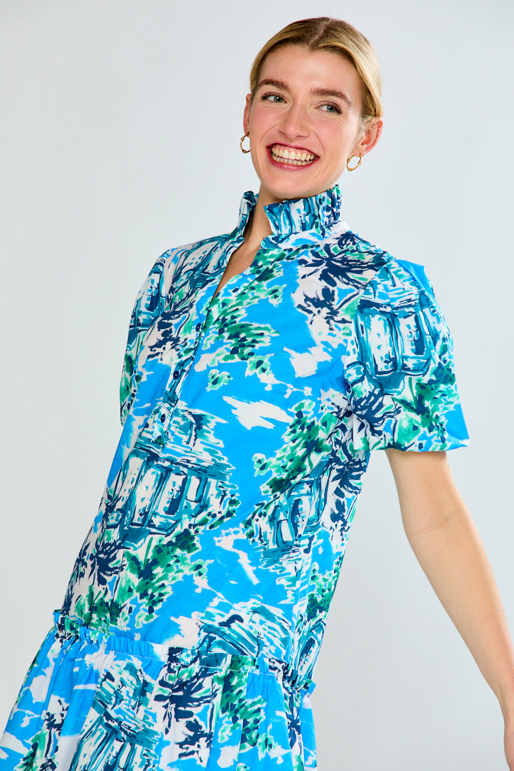 Woman in floral dress