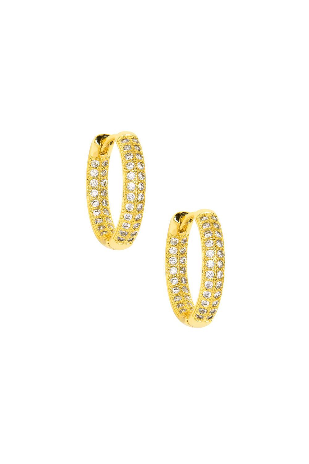 Gold pave huggie earring