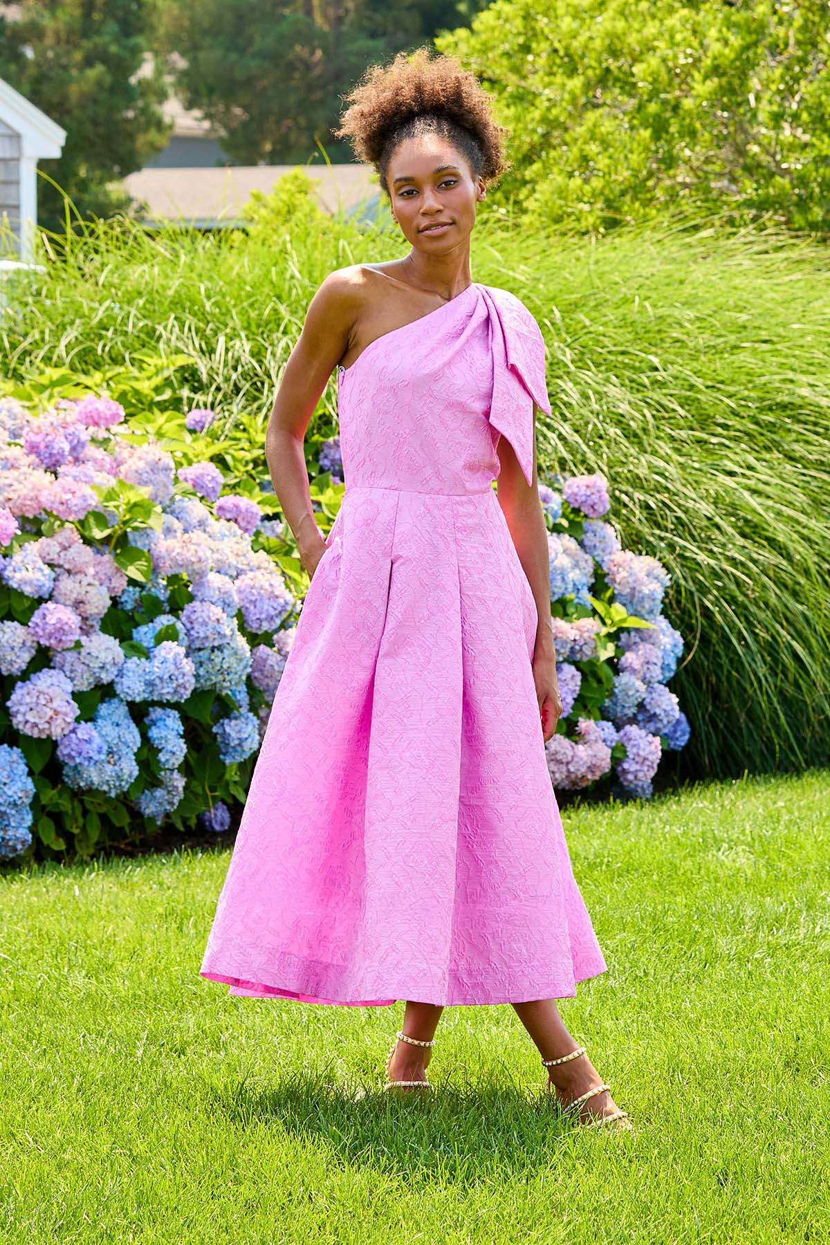 Woman in pink dress