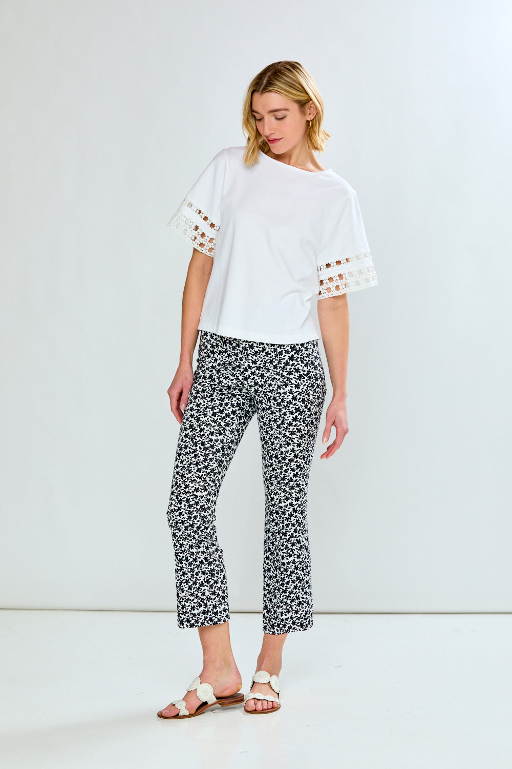 Woman in printed pants