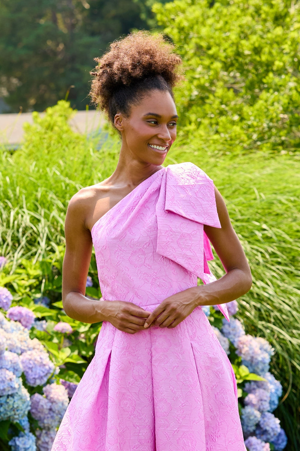 Woman in pink dress