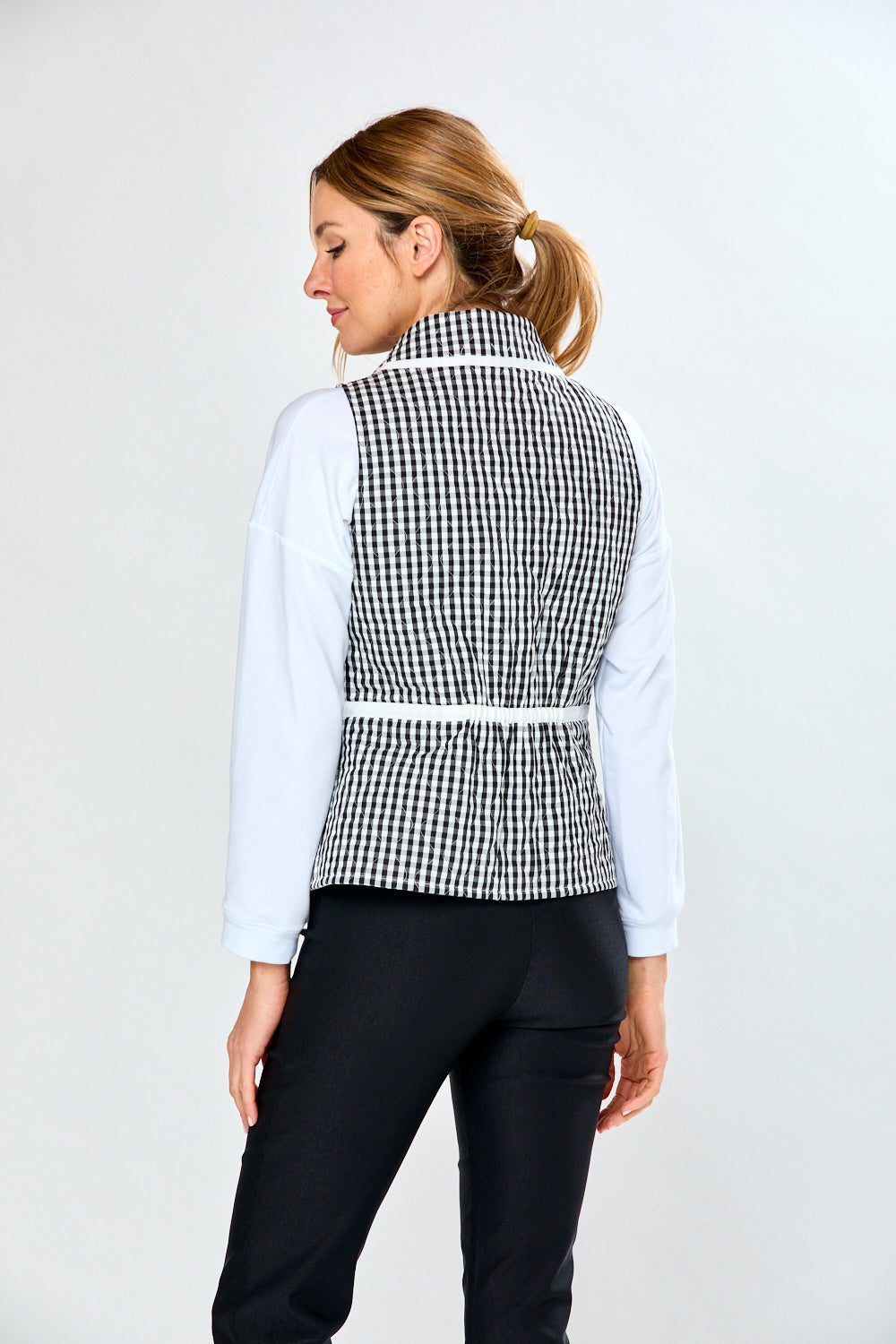 Black and white check vest