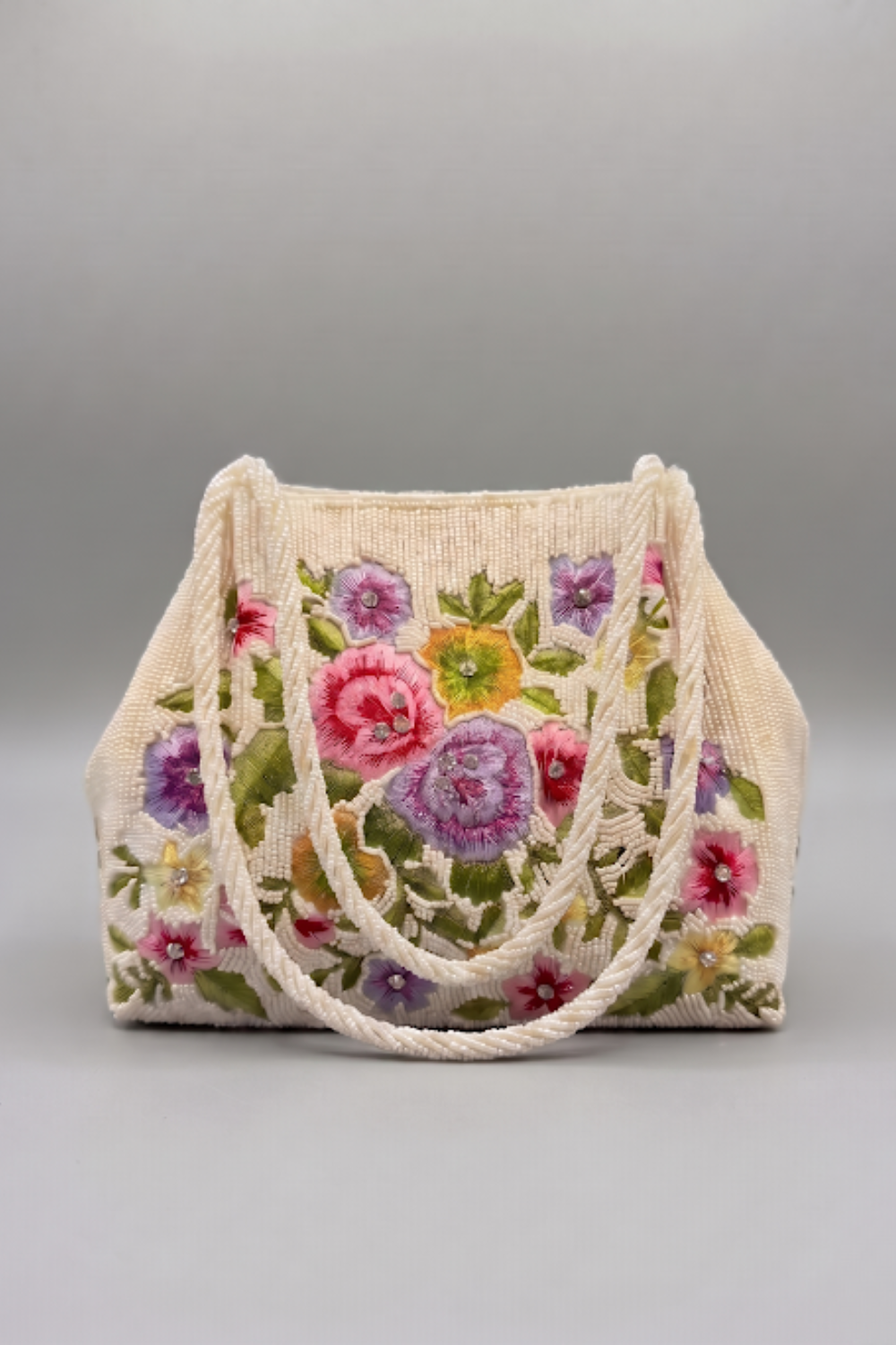 Beaded and embroidered handbag